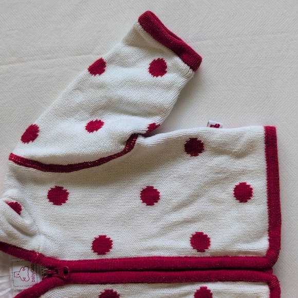 vintage babyGap dotted pixie hoodie zip-up knit cardigan sweater 0-3 months baby - Picture 3 of 12